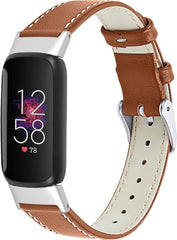 YONO Leer Bandje geschikt voor Fitbit Luxe - Vervangende Leren Armband - Bruin