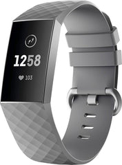 YONO Bandje geschikt voor Fitbit Charge 4 / 3 – Siliconen – Grijs – Small