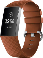 YONO Bandje geschikt voor Fitbit Charge 4/3 – Siliconen – Bruin – Small
