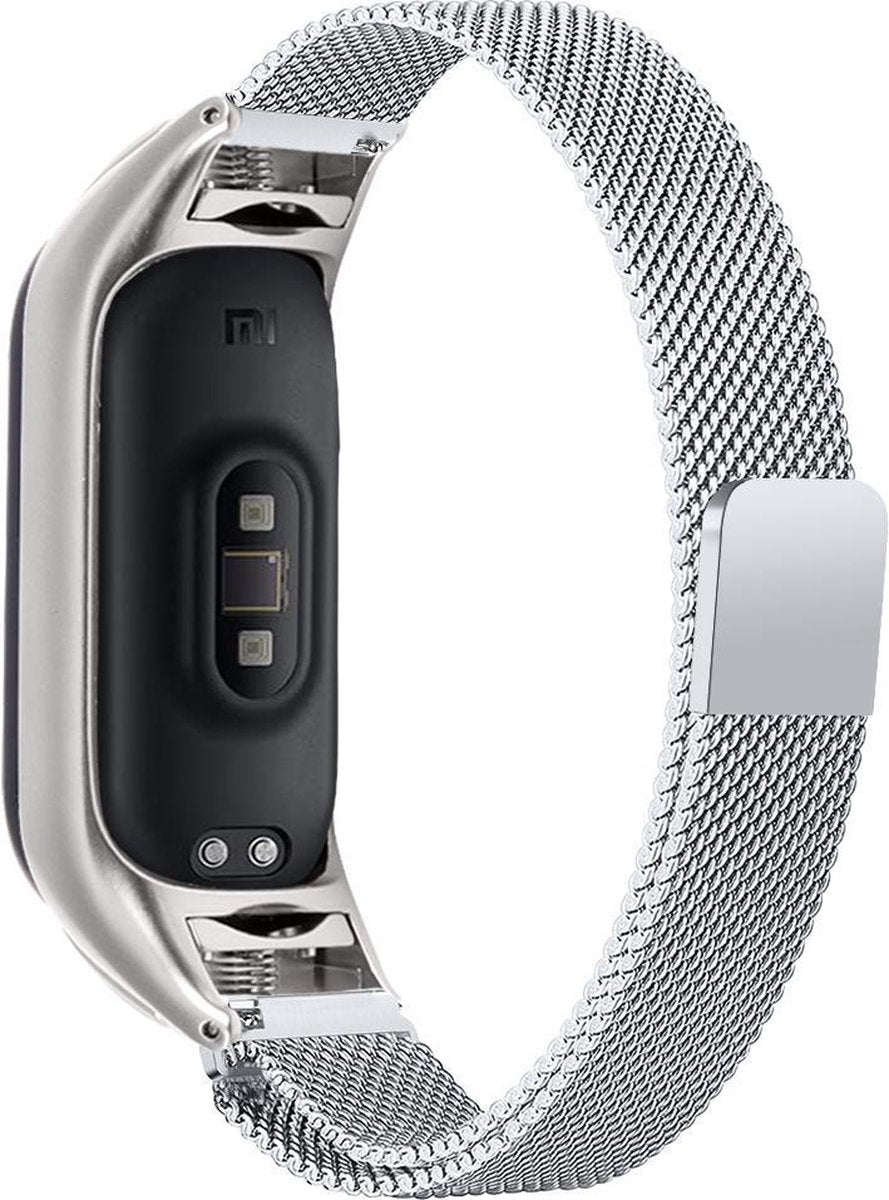 YONO Milanees Bandje geschikt voor Xiaomi Mi Band 4 – Zilver
