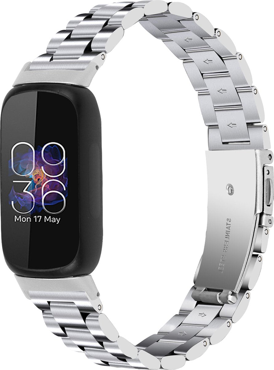 YONO Stalen Bandje geschikt voor Fitbit Inspire 3 - RVS Schakel Horlogeband - Zilver