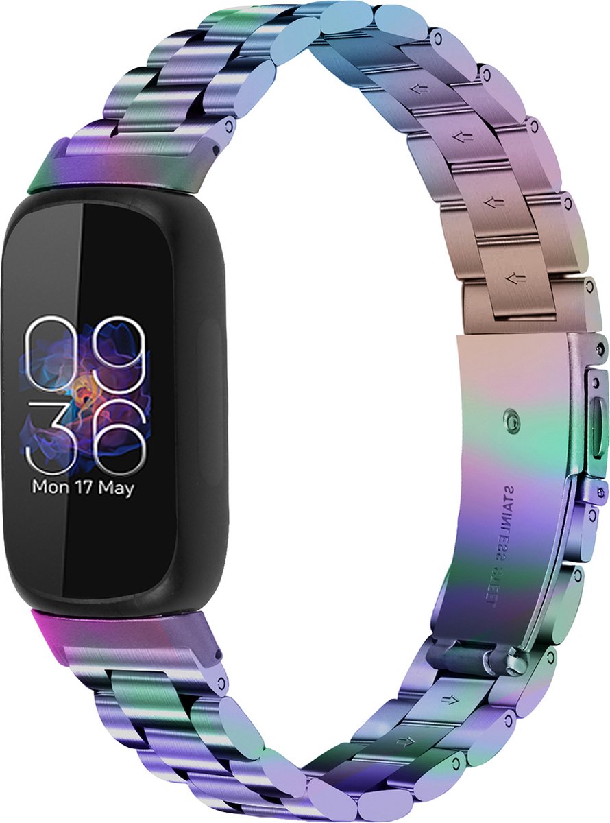 YONO Stalen Bandje geschikt voor Fitbit Inspire 3 - RVS Schakel Horlogeband - Parelmoer