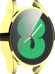 YONO Full Cover Bumper geschikt voor Samsung Galaxy Watch 4 44mm - Siliconen Case Screenprotector Hoesje - Goud