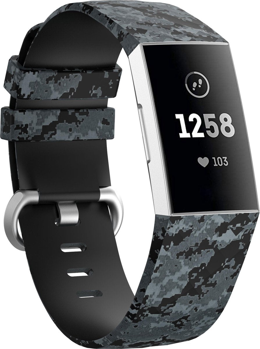 YONO Bandje geschikt voor Fitbit Charge 4/3 – Siliconen – Camouflage – Small
