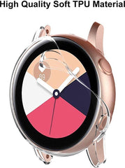 YONO Full Cover Bumper geschikt voor Samsung Galaxy Watch Active 2 40mm – Siliconen Case Screenprotector Hoesje – Transparant