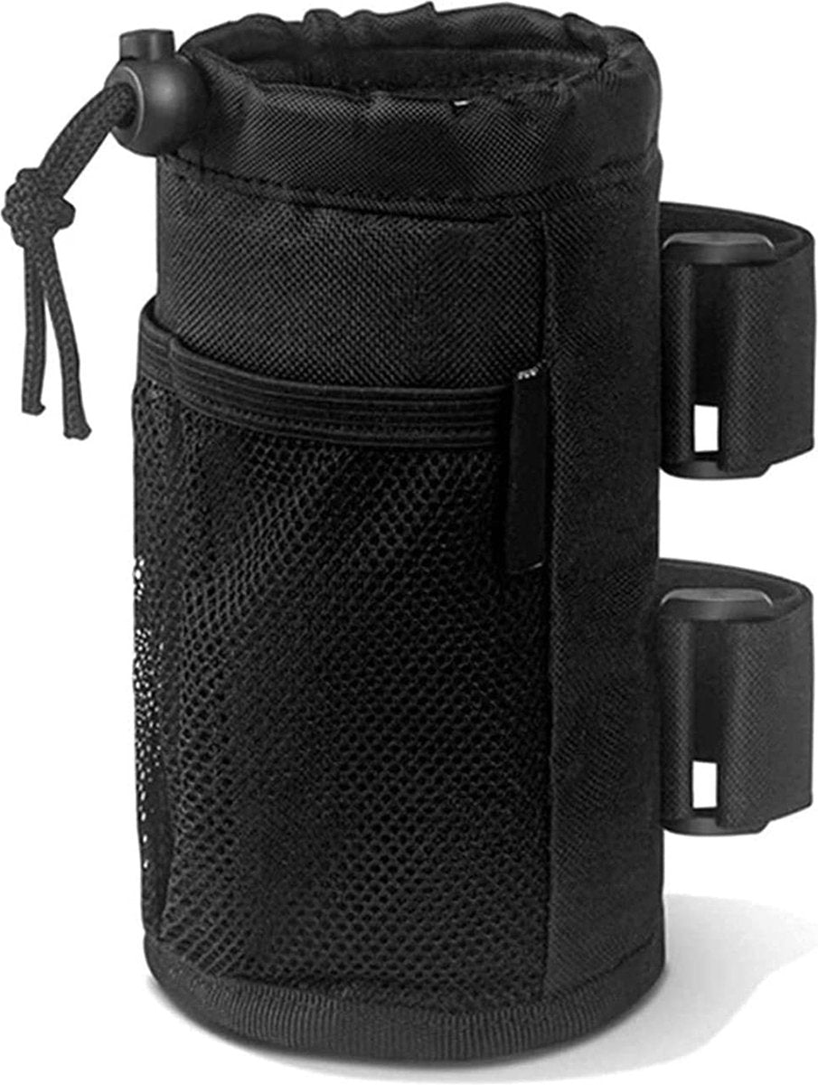 YONO Bidonhouder met Klittenband - Universeel geschikt voor Fiets / Racefiets / Mountainbike / Kinderwagen / Buggy - Flessen / Beker Houder Verstelbaar - Zwart