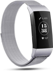 YONO Bandje geschikt voor Fitbit Charge 4 – Charge 3 – Milanees – Zilver - Large