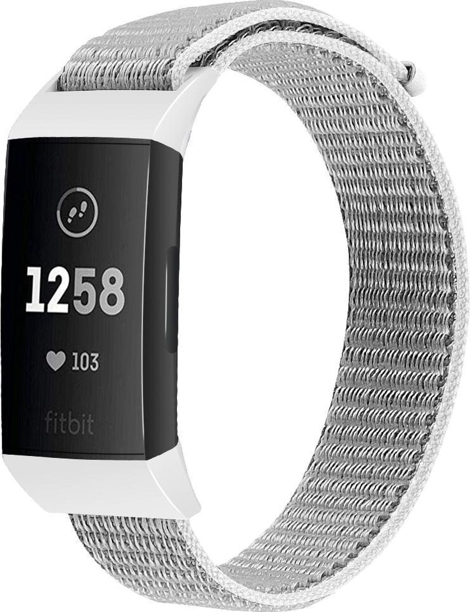 YONO Bandje geschikt voor Fitbit Charge 4/3 - Nylon – Wit