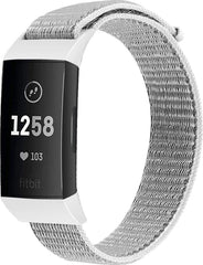 YONO Bandje geschikt voor Fitbit Charge 4/3 - Nylon – Wit