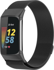 YONO Milanees Bandje geschikt voor Fitbit Charge 5 / 6 - Milanese Vervangende Armband - Zwart