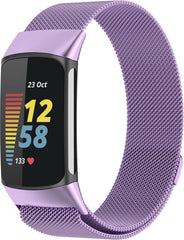 YONO Milanees Bandje geschikt voor Fitbit Charge 5 / 6 - Milanese Vervangende Armband - Paars