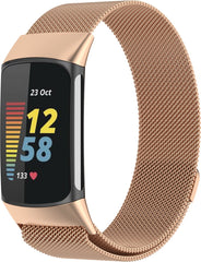 YONO Milanees Bandje geschikt voor Fitbit Charge 5 / 6 - Milanese Vervangende Armband - Rose Gold