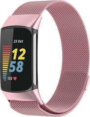 YONO Milanees Bandje geschikt voor Fitbit Charge 5 / 6 - Milanese Vervangende Armband - Roze