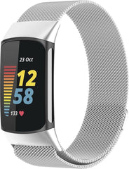 YONO Milanees Bandje geschikt voor Fitbit Charge 5 / 6 - Milanese Vervangende Armband - Zilver