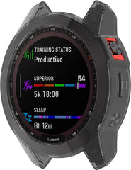 YONO Bumper geschikt voor Garmin Fenix 7S - Siliconen Hoesje - Bescherming Case - Transparant Zwart
