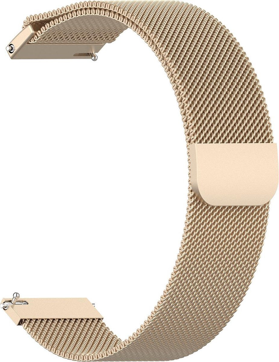 YONO Milanees Bandje 20mm - Luxe Milanese Horlogebandje geschikt voor Samsung Galaxy Watch 7 / 6 / 5 / Pro / 4 / 3 / Active 2 - Polar Ignite / Unite – Huawei - Champagne