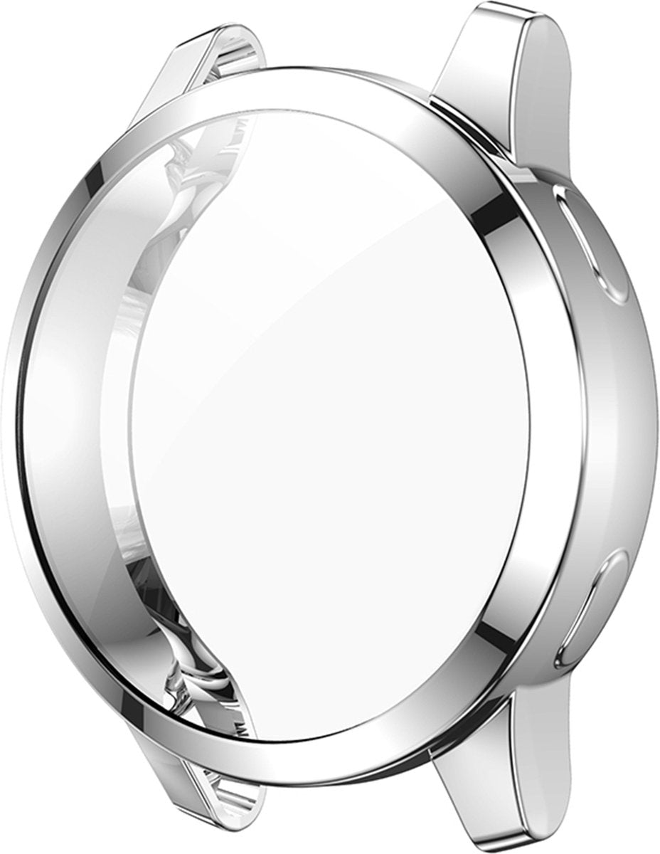 YONO Full Cover Bumper geschikt voor Garmin Venu 2 / Vivoactive 4 - Siliconen Case Screen Protector Hoesje - Zilver