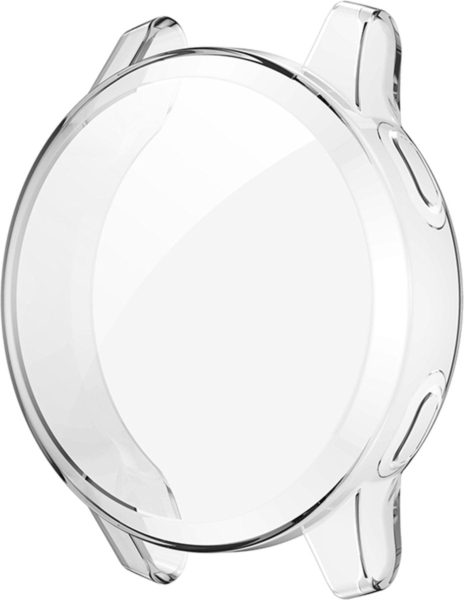 YONO Full Cover Bumper geschikt voor Garmin Venu 2 / Vivoactive 4 - Siliconen Case Screen Protector Hoesje - Transparant