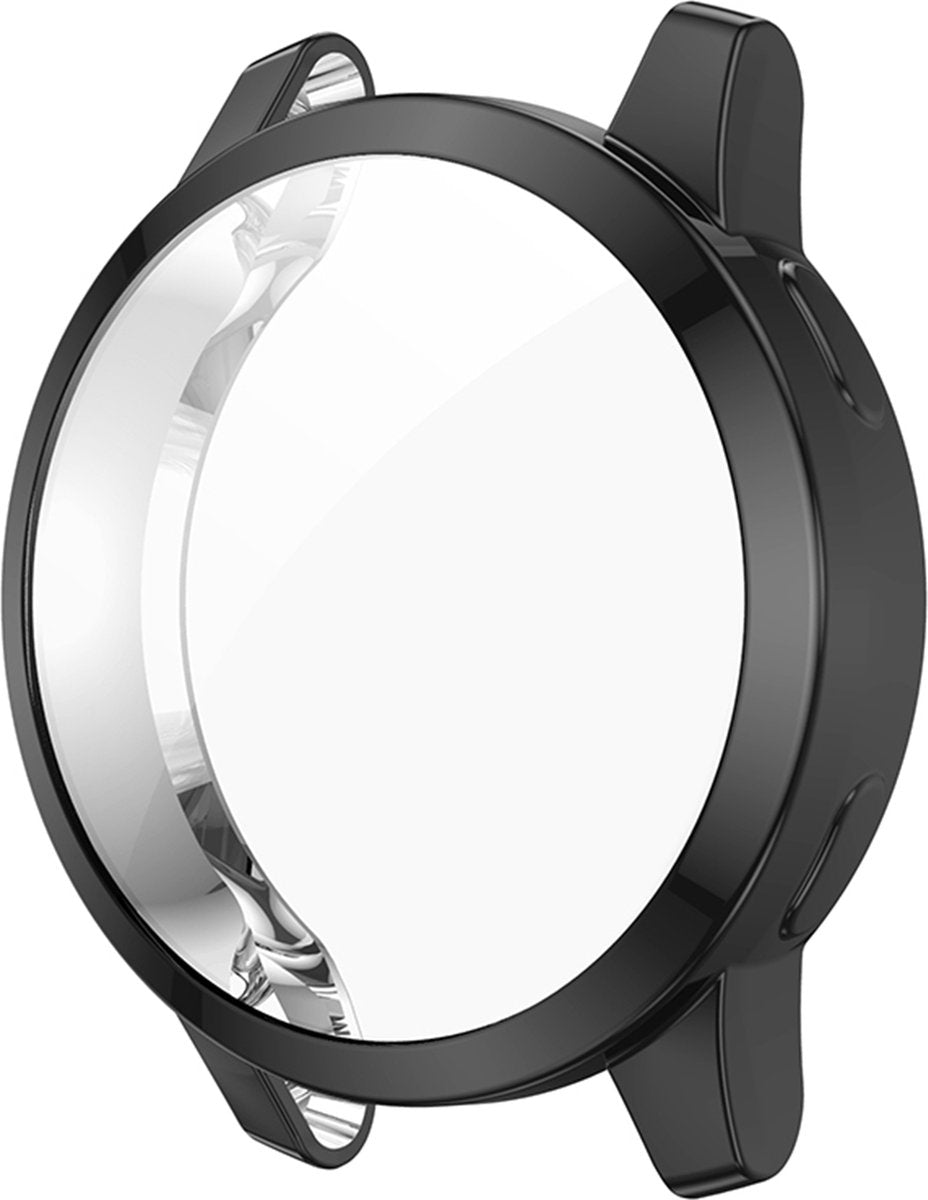 YONO Full Cover Bumper geschikt voor Garmin Venu 2S / Vivoactive 4S - Siliconen Case Screen Protector Hoesje - Zwart