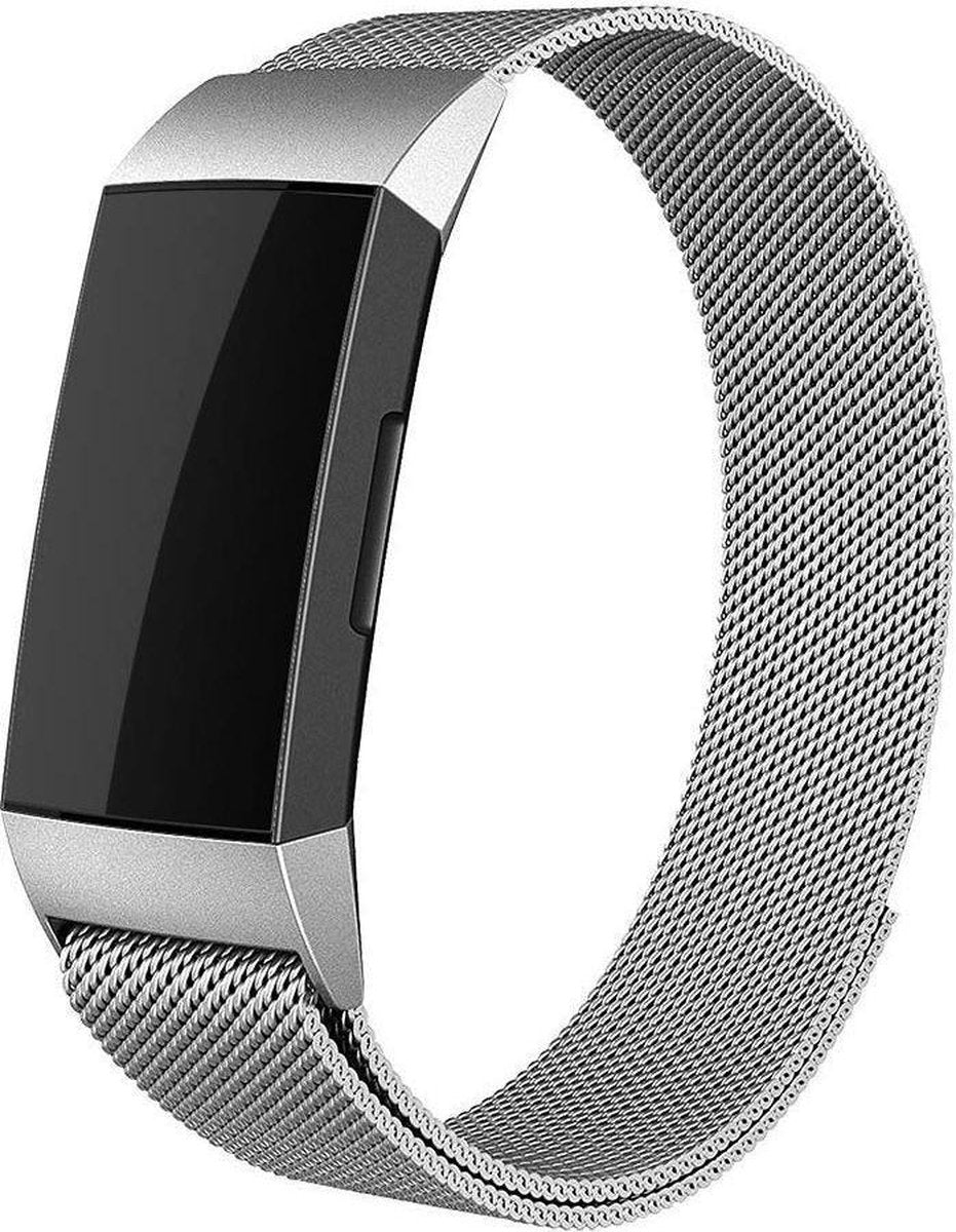 YONO Bandje geschikt voor Fitbit Charge 4 – Charge 3 – Milanees – Zilver - Large