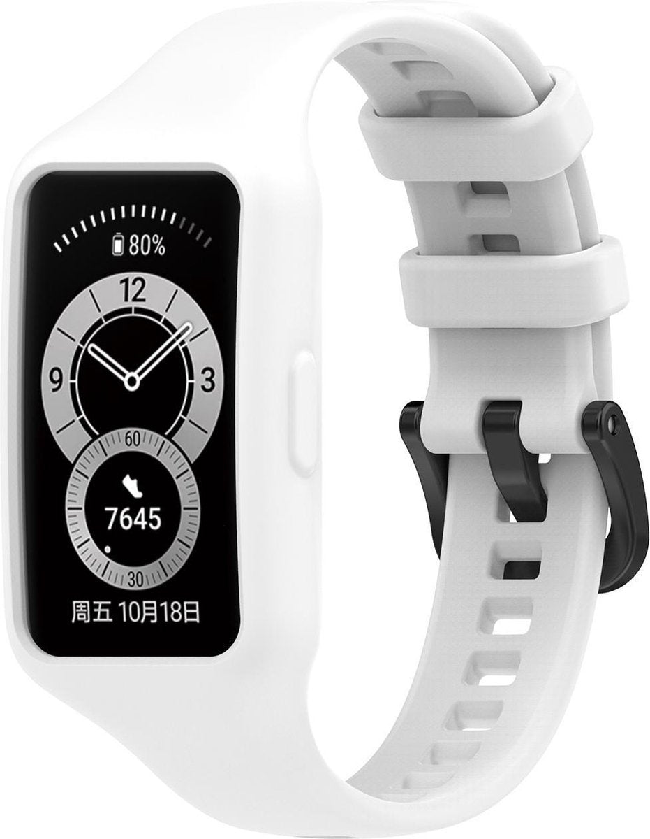 YONO Siliconen Bandje geschikt voor Huawei Band 6 - Wit
