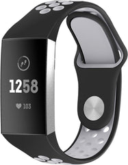 YONO Bandje geschikt voor Fitbit Charge 4/3 – Sport air – Zwart/Grijs – Small