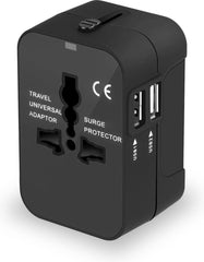 YONO Wereldstekker Universeel met 2 Fast Charge USB Poorten – Internationale Reisstekker geschikt voor 170+ Landen - Amerika/Engeland/UK/Italie/Australië/Japan/Type A/G – Zwart