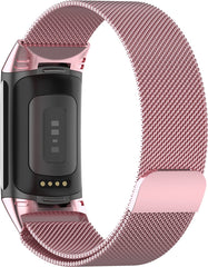 YONO Milanees Bandje geschikt voor Fitbit Charge 5 / 6 - Milanese Vervangende Armband - Roze
