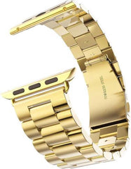 YONO Luxe Metalen Schakel Band geschikt voor Apple Watch - 42 / 44 / 45 / 49 mm - RVS Stalen iWatch Armband - Goud