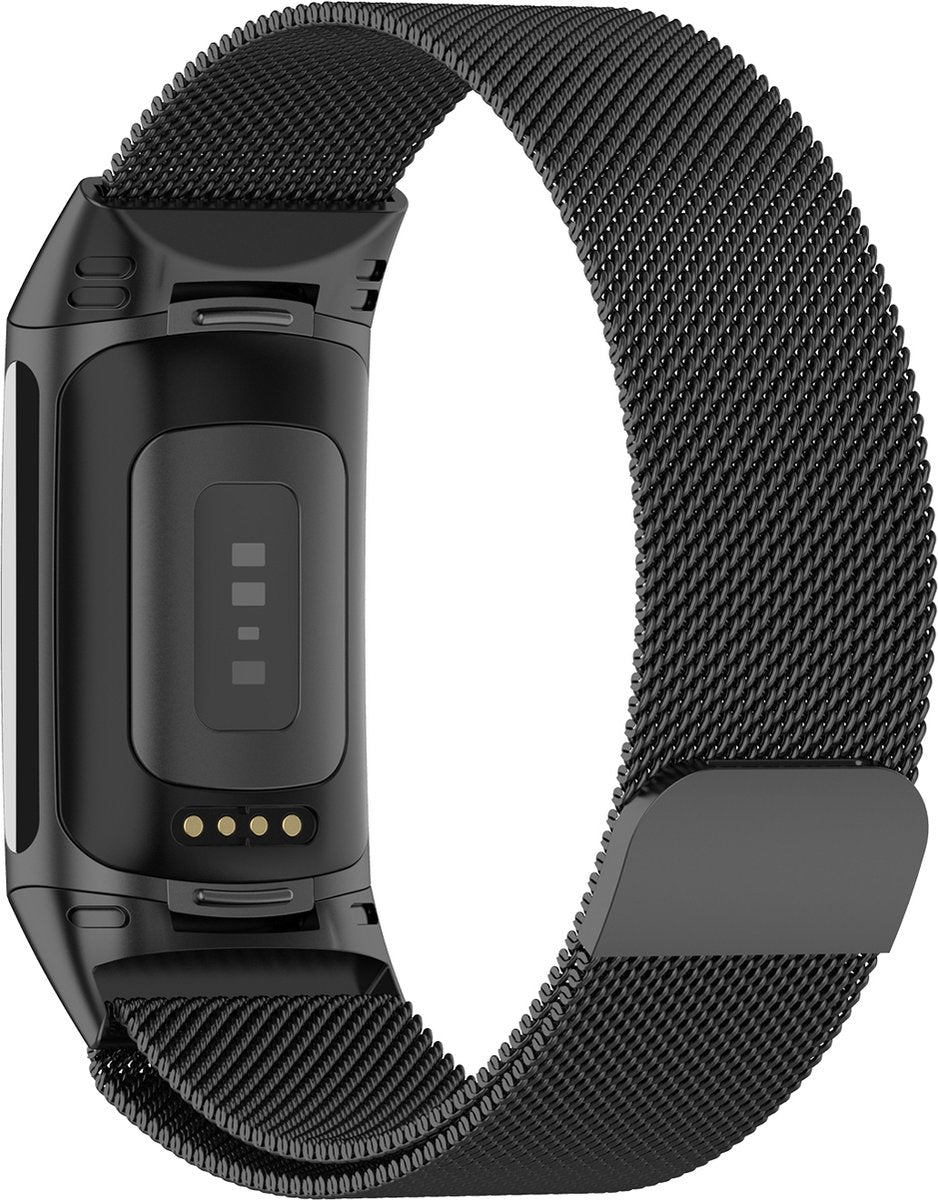 YONO Milanees Bandje geschikt voor Fitbit Charge 5 / 6 - Milanese Vervangende Armband - Zwart