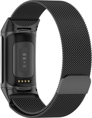 YONO Milanees Bandje geschikt voor Fitbit Charge 5 / 6 - Milanese Vervangende Armband - Zwart