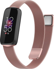 YONO Milanees Bandje geschikt voor Fitbit Luxe - Vervangende Milanese Armband - Roze - Large