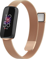YONO Milanees Bandje geschikt voor Fitbit Luxe - Vervangende Milanese Armband - Rose Gold - Large