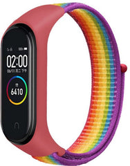 YONO Nylon Velcro Bandje geschikt voor Xiaomi Mi Band 5 / 6 - Regenboog
