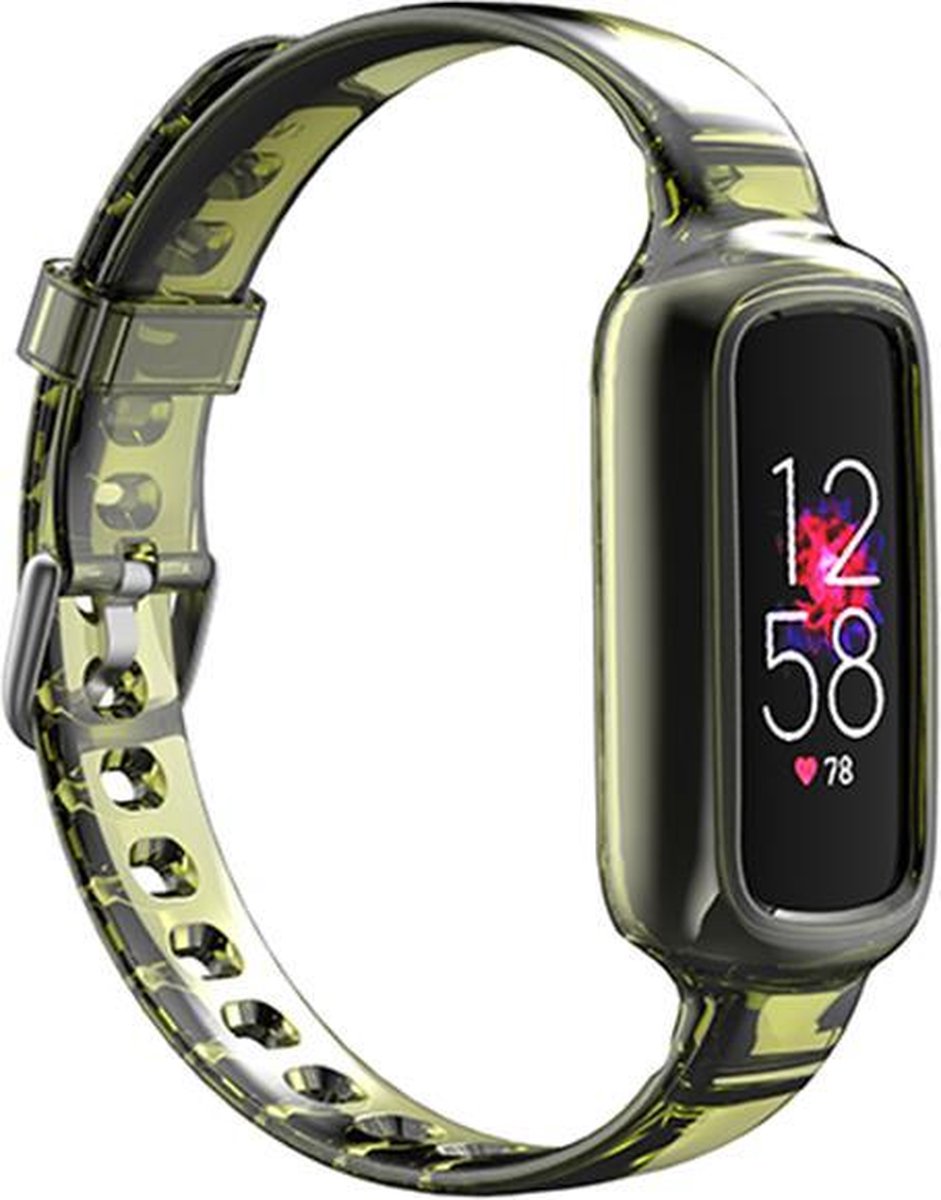 YONO Transparant Bandje geschikt voor Fitbit Luxe - Vervangende Lucent Armband - Geel