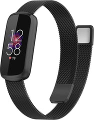 YONO Milanees Bandje geschikt voor Fitbit Luxe - Vervangende Milanese Armband - Zwart - Large