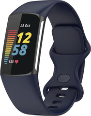 YONO Siliconen Bandje geschikt voor Fitbit Charge 5 / 6 - Donkerblauw - Large