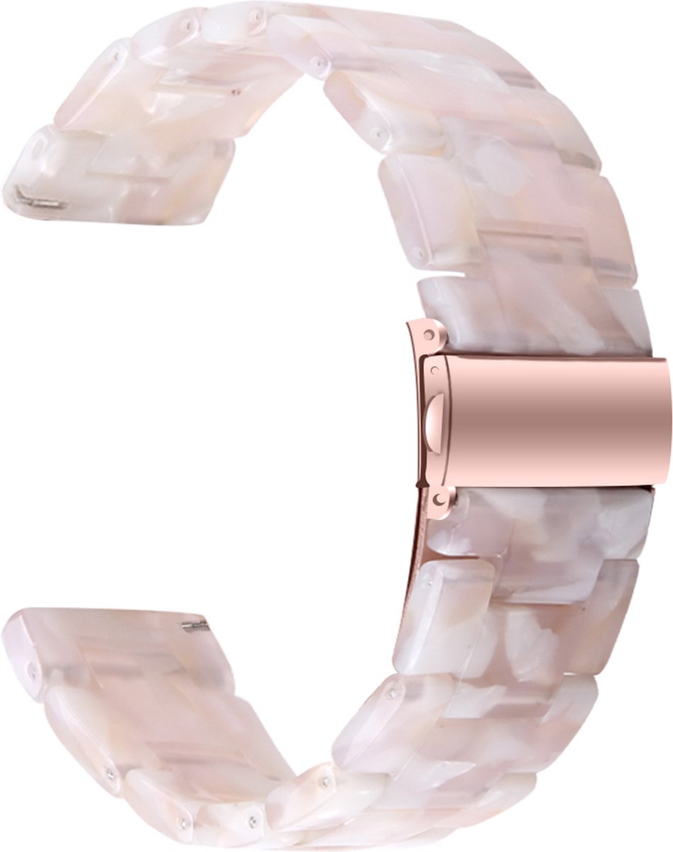 YONO Resin Schakel Bandje 20mm - Horlogebandje geschikt voor Samsung Galaxy Watch 7/6/5 / Pro / 4 / 3 / Active 2 - Polar Ignite / Unite – Huawei - Lichtroze