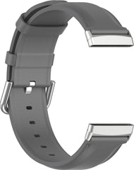 YONO Vacca Leer Bandje geschikt voor Fitbit Versa 3 / Sense - Leren Vervangende Horlogebandje Strap - Grijs