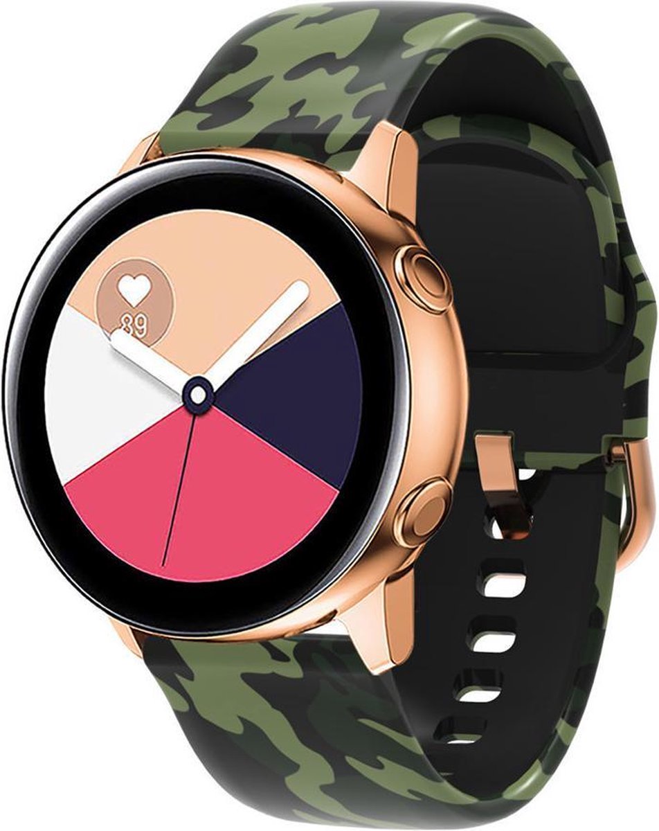 YONO Siliconen Special Bandje 20mm - Horlogebandje geschikt voor Samsung Galaxy Watch 7 / 6 / 5 / Pro / 4 / 3 / Active 2 - Polar Ignite / Unite – Huawei - Camouflage Groen