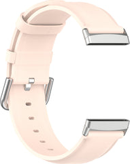 YONO Vacca Leer Bandje geschikt voor Fitbit Versa 3 / Sense - Leren Vervangende Horlogebandje Strap - Lichtroze