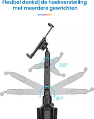 YONO Telefoonhouder voor Auto - Bevestiging in Bekerhouder - Smartphone en Tablet Houder - Verlengbaar en 360 Graden Draaibaar - Zwart