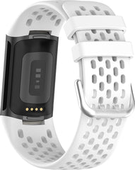 YONO Sport Air Bandje geschikt voor Fitbit Charge 5 / 6 - Vervangende Siliconen Armband Strap - Wit