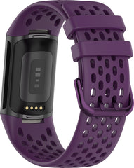YONO Sport Air Bandje geschikt voor Fitbit Charge 5 / 6 - Vervangende Siliconen Armband Strap - Paars