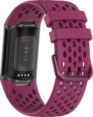 YONO Sport Air Bandje geschikt voor Fitbit Charge 5 / 6 - Vervangende Siliconen Armband Strap - Sangria