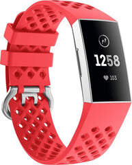 YONO Bandje geschikt voor Fitbit Charge 4/3 – Sport Air – Rood – Large