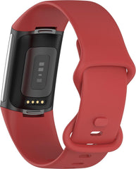 YONO Siliconen Bandje geschikt voor Fitbit Charge 5 / 6 - Rood - Large