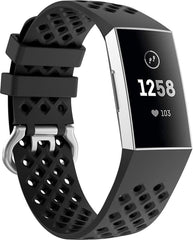 YONO Bandje geschikt voor Fitbit Charge 4/3 – Sport Air – Zwart – Large
