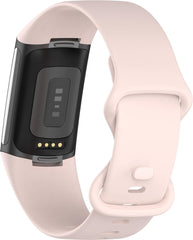 YONO Siliconen Bandje geschikt voor Fitbit Charge 5 / 6 - Lichtroze - Large