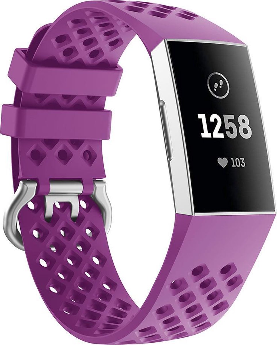 YONO Bandje geschikt voor Fitbit Charge 4/3 – Sport Air - Paars – Large